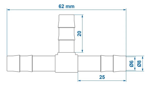 Raccord tuyau en T 8 mm x10 pieces