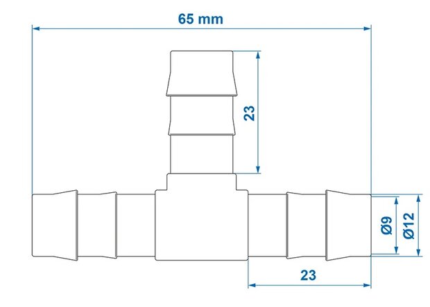 Raccord en T pour tuyau 12 mm x10 pieces