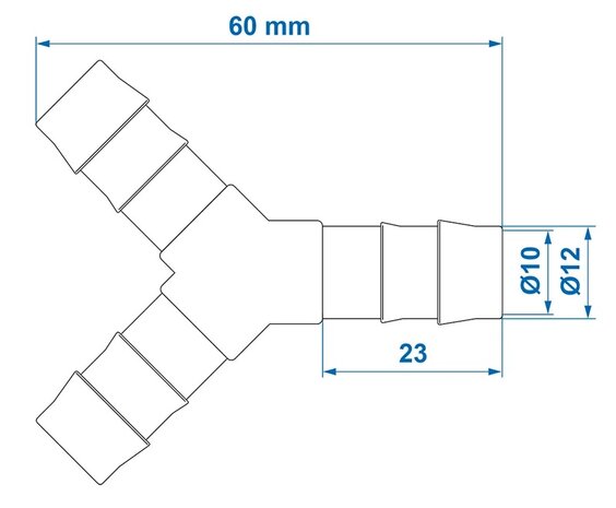 Raccord en Y a embouts canneles 12 mm x10 pieces