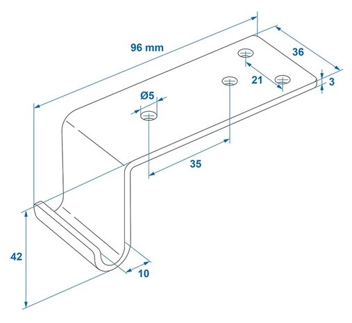 Contre-piece coudee pour fermeture a levier x5 pieces