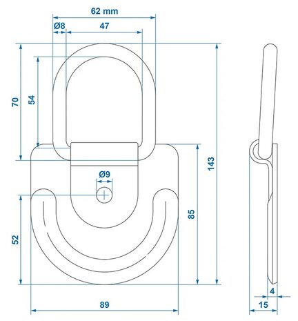 Anneau d’arrimage 89 x 85 mm x10 pieces