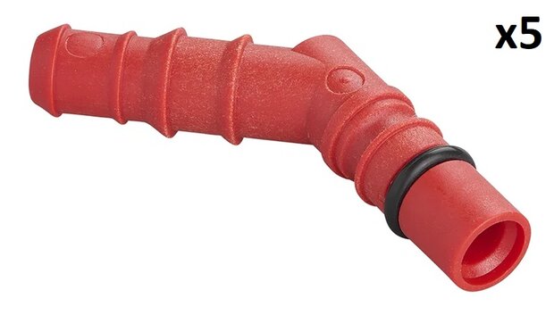 Raccord de tuyau avec joint torique pour tuyaux 10/12 mm rouge x5 pieces