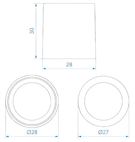 Reducteur de tuyau d’evacuation Ø28 mm vers Ø17 mm PE noir x5 pieces