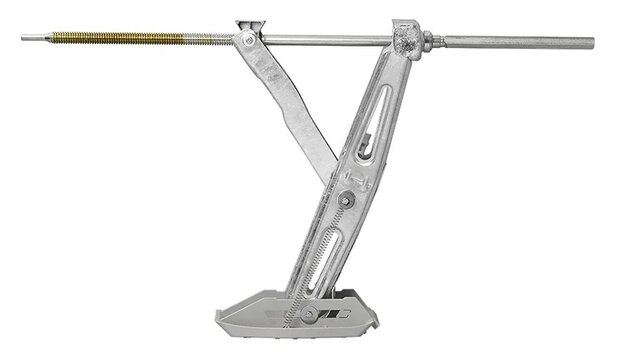 Bequille d’angle caravane 1000 kg 605 x 280 mm H : 470 mm avec pied de stabilisation et mecanisme de vissage prolonge