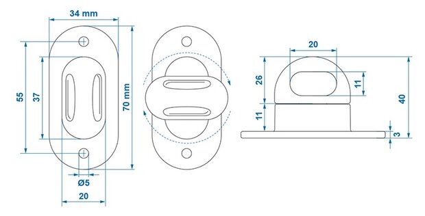 Fermeture rotative en plastique pour œillet ovale x4 pieces