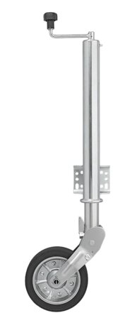 Roue jockey 570/60 mm avec grande jante metallique et pneu en caoutchouc 220 x 65 mm, repliable 500 kg