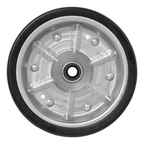 Bande de roue jockey avec grande jante metallique et pneu en caoutchouc 220 x 65 mm, 500 kg
