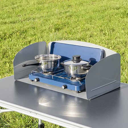Paravent de cuisson 3 pieces en acier pliable avec plaque de base 63 x 30,5 x 25 cm
