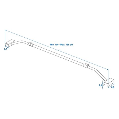 Arceau en metal extensible 100-155 cm pour bache de remorque