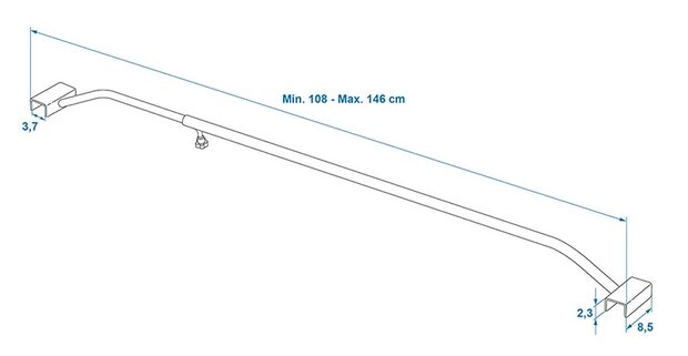 Arceau en aluminium extensible 108–146 cm pour bache de remorque