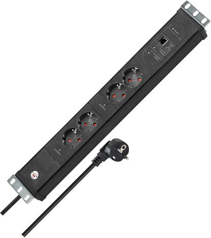 Multiprise 2 prises noire 3 m H05VV-F 3G1,5 format 19