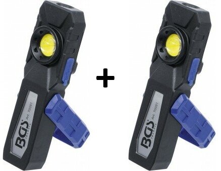 Lampe d&rsquo;atelier COB-LED avec aimant et crochet repliable x2 stuks