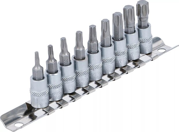 Jeu de douilles a embouts (1/4) Profil T (pour Torx) T10 - T50 9 pieces