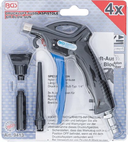 Pistolet de soufflage d'air avec 3 pieces jointes