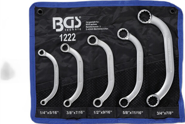 5 pieces Obstruction Ring Spanner Set, Inch Tailles 1/4 - 7/8