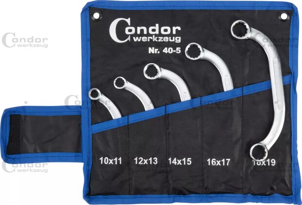 Jeu de cles polygonales d&rsquo;acces difficile (demi-lune) 5 pieces 10&ndash;19 mm