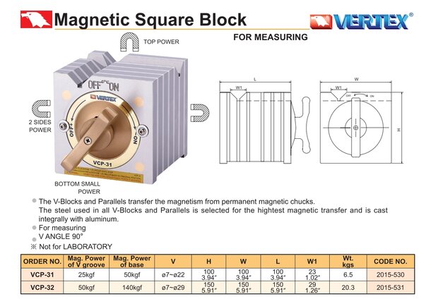 Bloc magnetique carre 7 mm &ndash; 22 mm