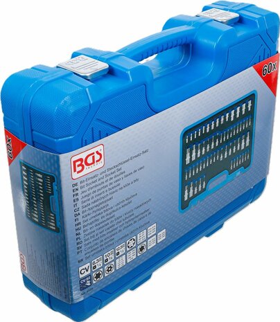 Jeu d&rsquo;embouts et de douilles Profil E/T (pour Torx)/Profil T (pour Torx) avec percage/Profil TP (pour Torx Plus) 60 pieces