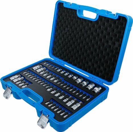 Jeu d&rsquo;embouts et de douilles Profil E/T (pour Torx)/Profil T (pour Torx) avec percage/Profil TP (pour Torx Plus) 60 pieces