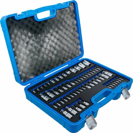 Jeu d&rsquo;embouts et de douilles Profil E/T (pour Torx)/Profil T (pour Torx) avec percage/Profil TP (pour Torx Plus) 60 pieces