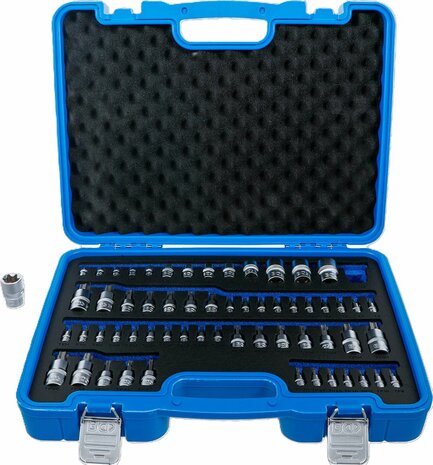 Jeu d&rsquo;embouts et de douilles Profil E/T (pour Torx)/Profil T (pour Torx) avec percage/Profil TP (pour Torx Plus) 60 pieces