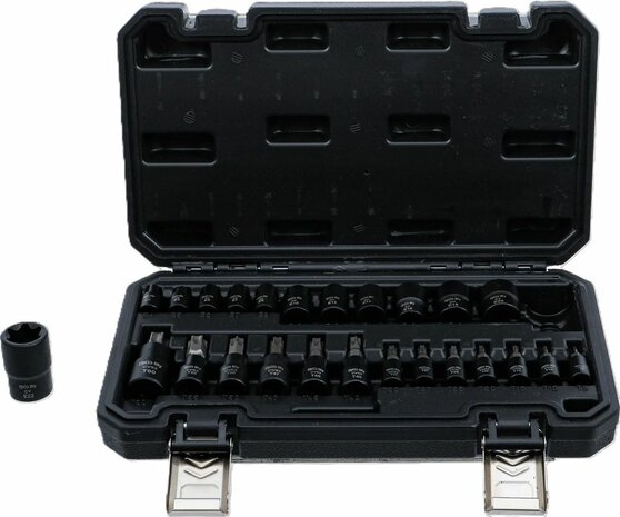 Jeu de douilles a embouts / de cle a douille (1/4), (3/8), (1/2) Profil E/profil T (pour Torx)/Profil E 25 pieces