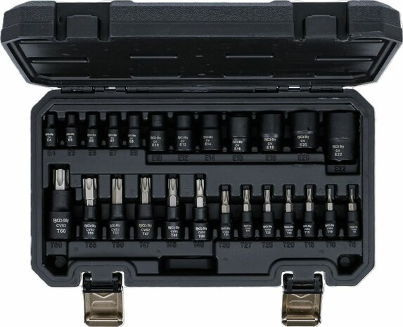 Jeu de douilles a embouts / de cle a douille (1/4), (3/8), (1/2) Profil E/profil T (pour Torx)/Profil E 25 pieces