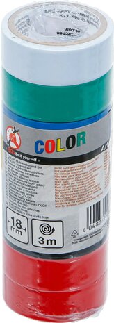Set de rubans adhesifs colores 18 mm x 3 m, 8 pieces