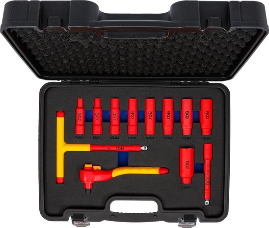 Jeu de douilles VDE Empreinte 10 mm (3/8) 7 &ndash; 22 mm 12 pieces