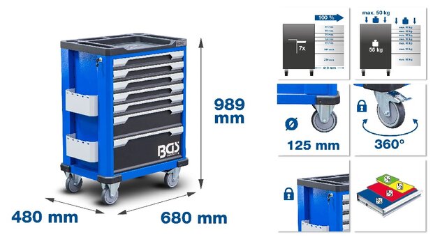 Servante d'atelier 7 tiroirs avec 246 outils