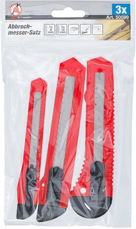 Jeu de cutters a lames largeur de lame 9 / 18 mm 3 pieces