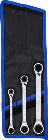 Jeu de cles annulaires a cliquet doubles reversible 4-en-1 3 pieces