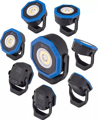 Projecteur de poche avec recharge sans fil, COB-LED Twin Beam 2-en-1