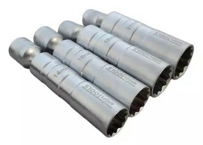 Jeu de douilles magnetiques flexibles pour bougies d'allumage 3/8 4 pieces