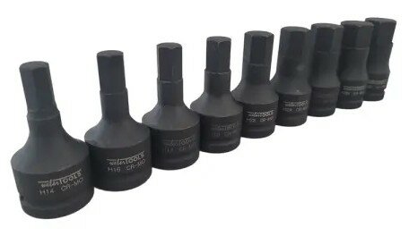 Jeu de 9 douilles a impact hexagonales de 3/4 po