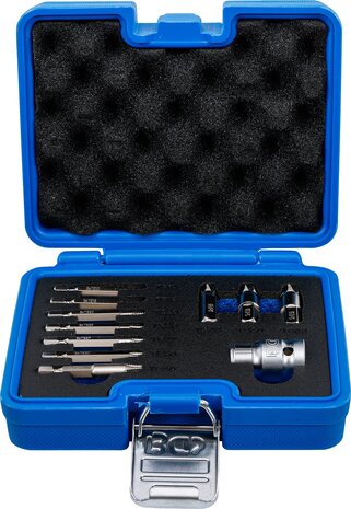 Jeu d'extracteurs de vis pour profil T defectueux (pour Torx) T10 - T55 11 pieces
