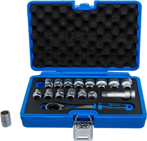 Coffret de douilles avec cliquet traversant Gear Lock 10 - 24 mm 17 pieces