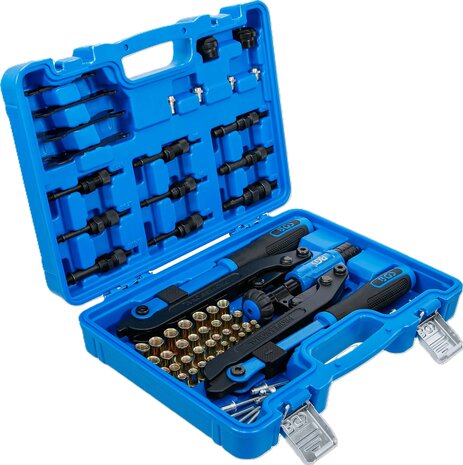 Jeu de pinces a riveter bras long pour rivets borgnes et ecrous-rivets