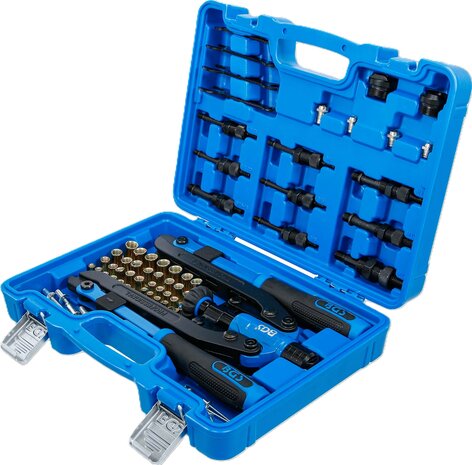 Jeu de pinces a riveter bras long pour rivets borgnes et ecrous-rivets