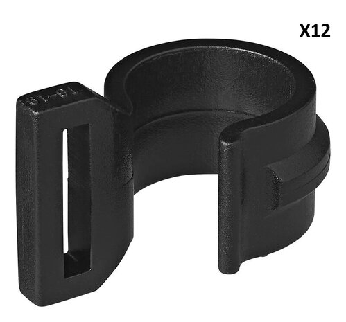 Clip de tente pour mat de tente 20-25mm avec fente noir x12 stuks