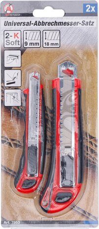 Jeu de cutters a lames universelle Largeur de lame 9 / 18 mm 2 pieces