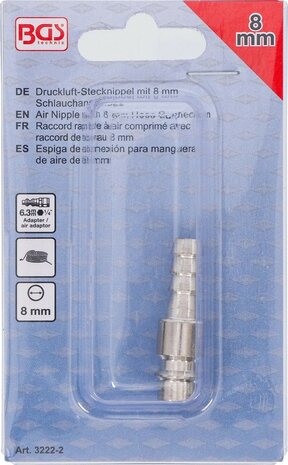 Raccord rapide a air comprime avec raccord de tuyau 8 mm