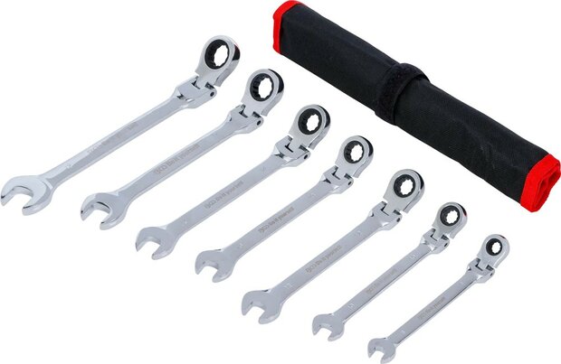 Jeu de cles mixtes a cliquet tetes flexibles 8 - 19 mm 7 pieces