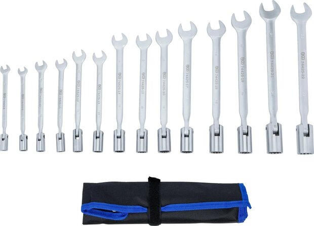 Jeu de cles mixtes avec cote polygonal flexible 8-22 mm 14 pcs