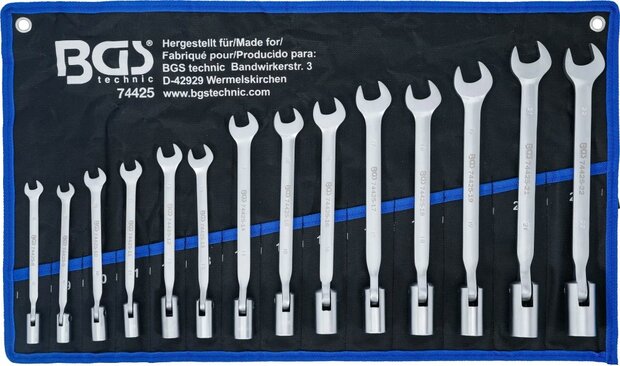 Jeu de cles mixtes avec cote polygonal flexible 8-22 mm 14 pcs