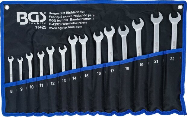Jeu de cles mixtes avec cote polygonal flexible 8-22 mm 14 pcs