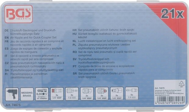 Jeu de raccords rapides a air comprime et raccords rapides a air comprime laiton 21 pcs