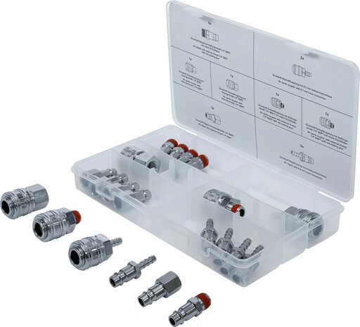 Jeu de raccords rapides a air comprime et raccords rapides a air comprime 21 pcs