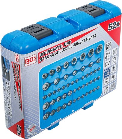 Jeu d&rsquo;embouts et de douilles Profil E/T (pour Torx)/Profil T (pour Torx) avec per&ccedil;age/Profil TP (pour Torx Plus) 52 pieces