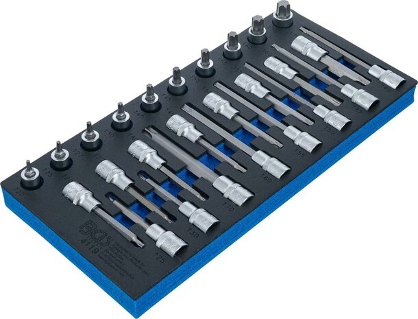 Plateau d'outils 1/3: Jeu de douilles de 12,5 mm (1/2 po) T-Star (pour Torx) 26 pcs.